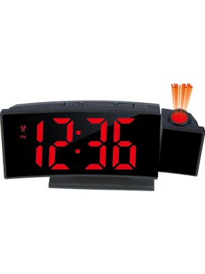 Projeksiyonlu Dijital Masa Saati Kırmızı LED Ekranlı Alarm Snooze Sıcaklık Tarih USB ve Pil