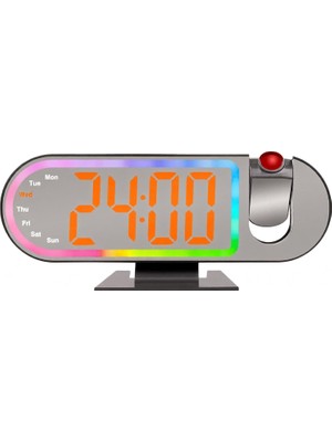 Tr Rgb Işıklı Projeksiyonlu Dijital Alarm Saat 17 Modlu LED Ekranlı Çalar Saat