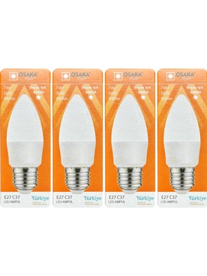 Tr 7W (50W) 6500K Beyaz Işık E27 Duylu Mum LED Ampul, 4 Adet