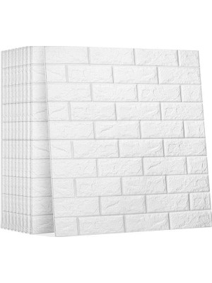 Tr Kendinden Yapışkanlı 70X77CM 10 Adet Taş Duvar Kağıdı Paneli NW01BEYAZ