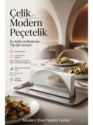 Tr Modern Peçetelik - Minimalist Metal Masaüstü Peçete Düzenleyici Standı - Ev, Kafe ve Restor