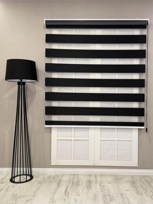 Tr Zebra Stor Geniş Plise Güneşlik Perde, Siyah, 100 x 200