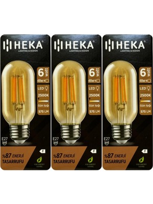 Tr LED Ampul, 6W (48W Eşdeğeri), 2500K Gün Işığı, E27 Duy, Şeffaf, 3 Adet