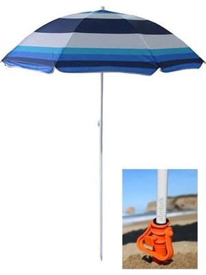 Şemsiye Kazığı ile 160CM Plaj Balkon Şemsiyesi Tamset Polyester Kumaş Şemsiye Yere Dikme Vida