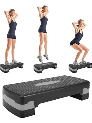 Tr 2 Kademeli Step Tahtası 69X29 Cm, 10 ve 15 cm Yükseklik Ayarlı, 200 kg Kapasiteli Kaymaz Aerob