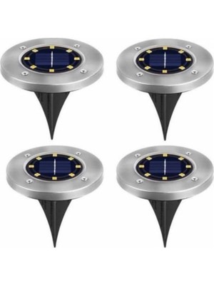 4 Adet 8 Led'li Gömme Solar Güneş Enerjili Zemin Yol Bahçe Aydınlatma Spot Lambası Su Geçirme