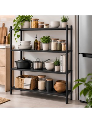 Tr 4 Raflı Çok Amaçlı Tekerlekli Metal Depolama Organizer Rafı