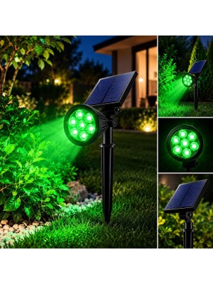 Güneş Enerjili Dekoratif Yeşil LED Bahçe ve Çim Spot Lambası - Peyzaj & Yol Aydınlatma