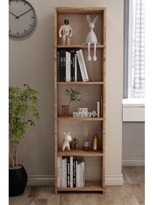 Libro Pine Kitaplık 5 Raflı Çok Amaçlı Düzenleyici Raf 160 cm Dekoratif Atlantik Çam