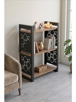 Tr 85 cm 3 Katlı Endüstriyel Kitaplık, Konsol, Çiçeklik, Çok Amaçlı Raf 2810