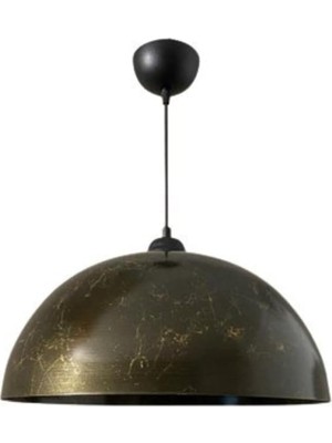 Retro Kahve Mermer Desenli Dekoratif Tekli Rustik Metal Sarkıt Avize 40 Cm, 1464554178092