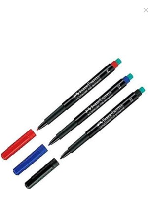 Multimark Permanent Asetat Kalemi 1.0mm, 3 Renk (Siyah, Kırmızı, Mavi)