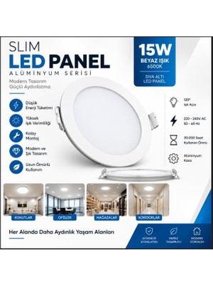 Tr 15W Slim LED Panel Sıva Altı Beyaz Işık Alüminyum Seri LED Aydınlatma