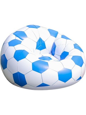 Şişme Koltuk, Futbol Topu Tasarımlı, Mavi ve Beyaz, Çocuklar Için Eğlenceli Oturma Grubu