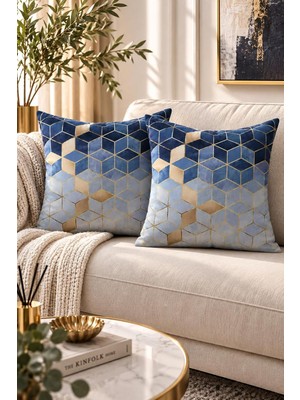 2'li Set Dijital Baskılı Dekoratif Modern Kırlent Kılıfı 43X43 cm - Salon ve Koltuk Yastığı