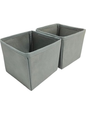 2'li Gri Çekmece Içi Düzenleyici Organizer Set - Çok Amaçlı Dolap Içi Kutu Seti (13 * 13 *