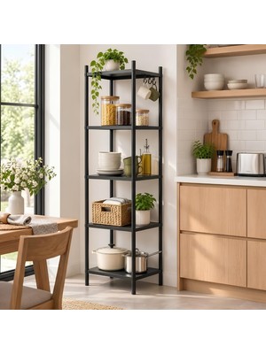 Tr 5 Raflı Çok Amaçlı Tekerlekli Metal Depolama Organizer Rafı