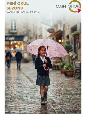 MAİN SHOP Yağmurda Renk Değiştiren Sihirli Desenli Çocuk Şemsiyesi - Okul Şemsiyesi