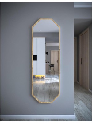 Tarz Design Kece Gold Sekizgen Dekoratif Boy Aynası 150X50,KEÇE