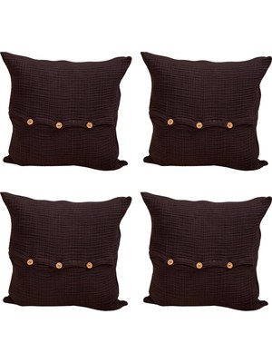 Lüks Müslin Dekoratif Yastık Kılıfları 4 Adet Set 45X45 Cm, 100% Pamuk 4-Katlı Muslin Kumaş