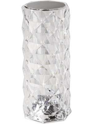 Lucignano LED Pilli Masa Lambası, Kristal Masa Lambası, Kablosuz, Rgb Renk Değişimli Kristal Lam