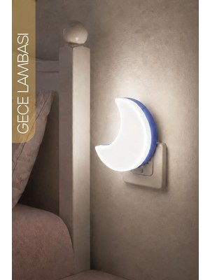 Tr Yarım Ay Gece Lambası On/off Tuşlu Koridor Hol Işığı Uyuma Işığı Beyaz K6975