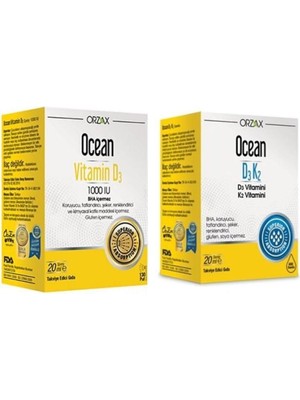 D3 Vitamini Ocean Vitamin D3 1000 Iu Sprey 20 ml ve D3 K2 Vitamin Damla 20 ml P09498