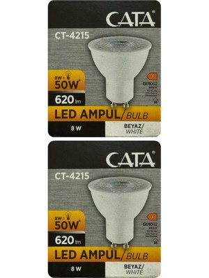 8W (50W) 6500K Beyaz Işık GU10 Duylu LED Spot Ampul, 2 Adet