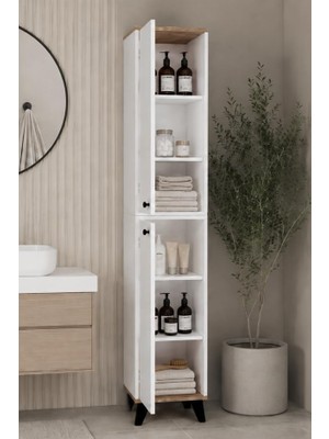 Doruk Banyo Dolabı – Kapaklı Çok Amaçlı Havlu ve Depolama Dolabı