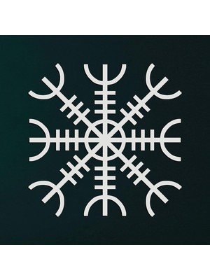 Metal Duvar Sanatı, Beyaz Metal Viking Dekoru, Iskandinav Mitolojisi Vegvisir Rünleri ve Sembolle