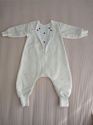 Kollu Baharık Uyku Tulumu, 0-6 Ay, Muslin Iç Pazen Dış, Siyah Kalp, Unisex