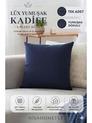 Lüks Yumuşak Dokulu Kadife Salon Kırlent Kılıfı (Lacivert, 50 cm x 50 Cm)