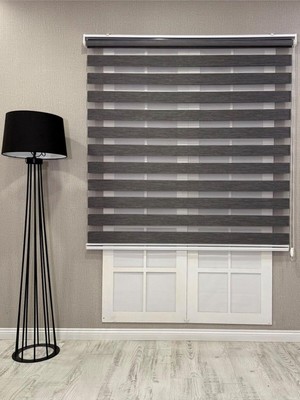 Bambu Zebra Stor Güneşlik Perde, Füme Koyu Gri, 60 x 200