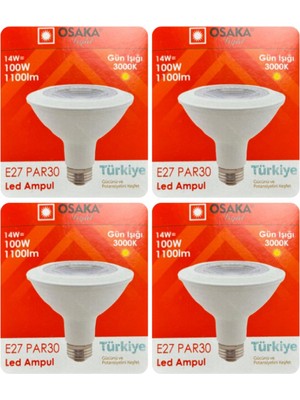 Tr 14W (100W) Sarı Işık (3000K) E27 Duylu LED PAR30 Ampul, 4 Adet