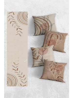 Tr Modern Tasarım Çift Tarafı 3D Dijital Baskılı Dekoratif 4'lü Koltuk Kırlent Kılıfı ve 1