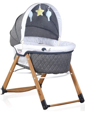 Tr Sleeper All In One Sallanır Katlanır Ahşap Bebek Beşiği (Gri)