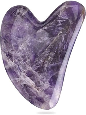 Tr AMETIST%100 Doğal Taş Kalp Gua Sha Yüz Masaj Aleti Cilt Masajı Taşı Guasha Board