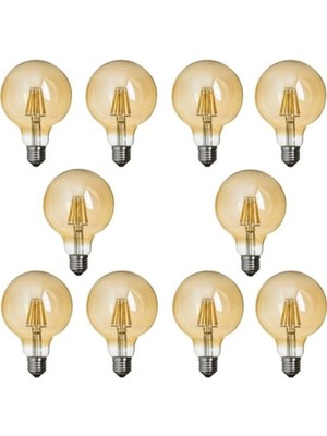 G95 LED Ampul, 10'lu Set, 4W, Vintage Dekoratif Aydınlatma, Gün Işığı