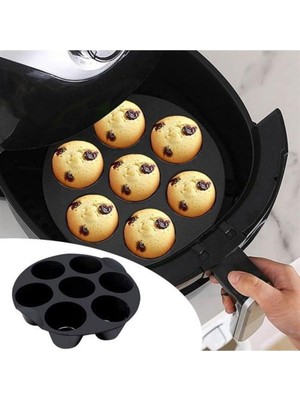 7 Gözlü Silikon Çok Amaçlı Airfryer Muffin Cupcake Kek ve Çörek Pişirme Kalıbı