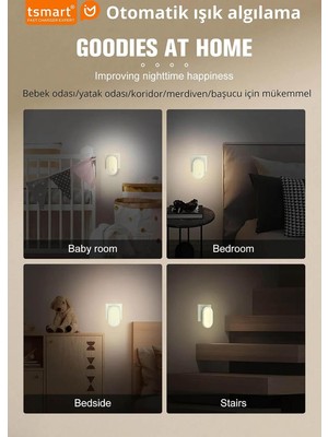 Sensörlü LED Gece Lambası Prize Takılan Otomatik Karanlık Sensörlü Gece Işığı Bebek Odas�