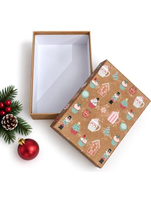 Tr Yılbaşı Hediye Kutusu – 16X11X5 cm Noel Temalı Kapaklı Hediye Kutusu | Dayanıklı Karton,