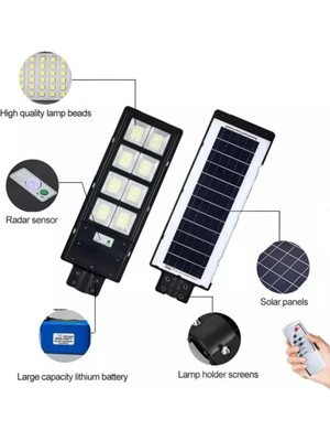 CT-4642 Güneş Enerjili Sokak Lambası 576 Beyaz LED 300W Kumandalı Solar Sokak Armütürü