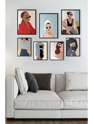 Çerçevesiz Çerçeve Görünümlü 7 Parça Mdf Tablo Seti Çoklu Baskı Seti Mdf Baskı Özc-Mdf7