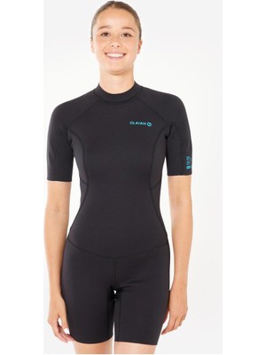 Kadın Sörf Neopren Wetsuit, 1,5 Mm, Siyah/mavi