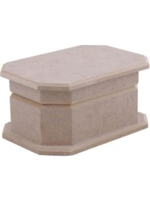Tr Dikdörtgen Sekizgen Küçük Boy Boyasız Ham Ahşap Mdf Kutu, 11X15CM, Bej