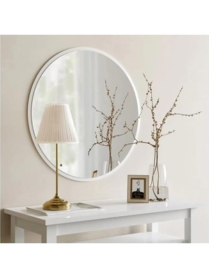 Tr 58 Beyaz Dekoratif Yuvarlak Antre Hol Koridor Salon Mutfak Banyo Wc Ofis Aynası,beyaz 58X58