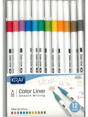 Tr 444 Color Liner Keçeli Kalem, 0.5 Mm, 12 Renk Seti