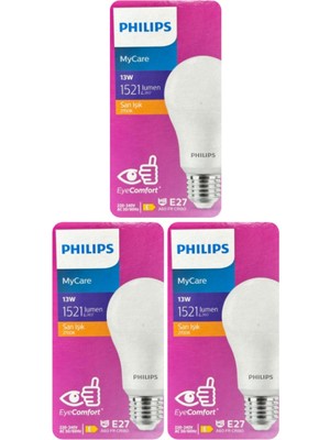 Tr Mycare 13W Sarı Işık E27 Duylu LED Ampul, 3 Adet