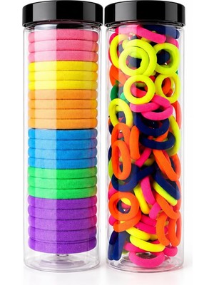 Str Store 100 Adet Neon Renkli Saç Tokası + 20 Adet Büyük Boy Lastik Toka Seti – Esnek, Dayanıklı, Iz Yapmaz, Çocuk ve Yetişkin Kullanımına Uygun, Günlük, Spor, Kalın ve Ince Saçlar Için