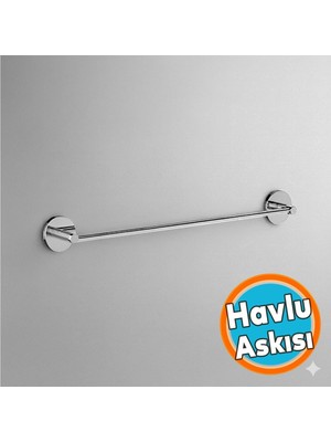 Havluluk Krom 40 cm Parlak Gümüş Duvar Tipi Paslanmaz Çelik Banyo Havlu Askısı Aparatı